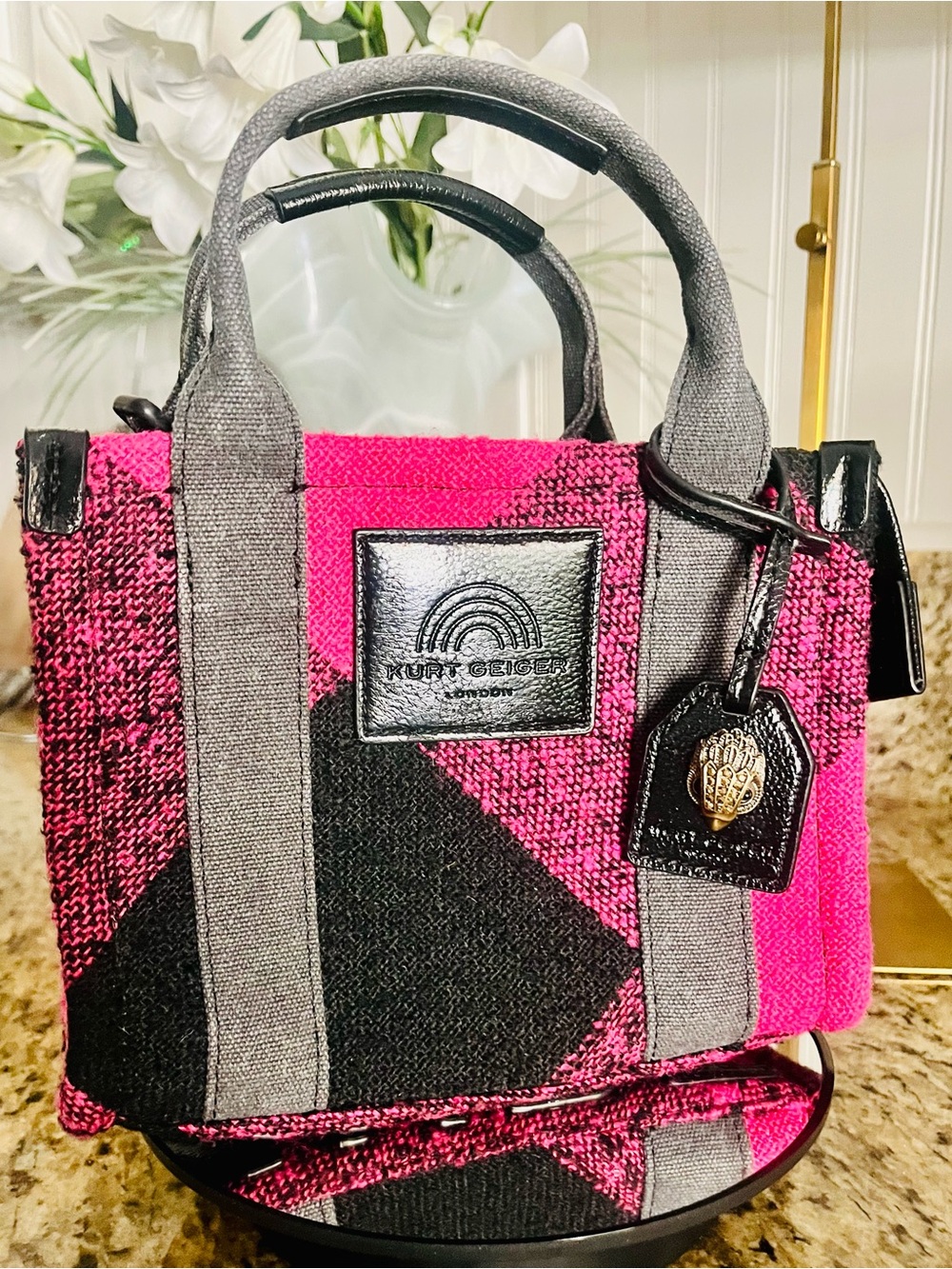 EUC Kurt Geiger London Extra Small Southbank Tweed Tote